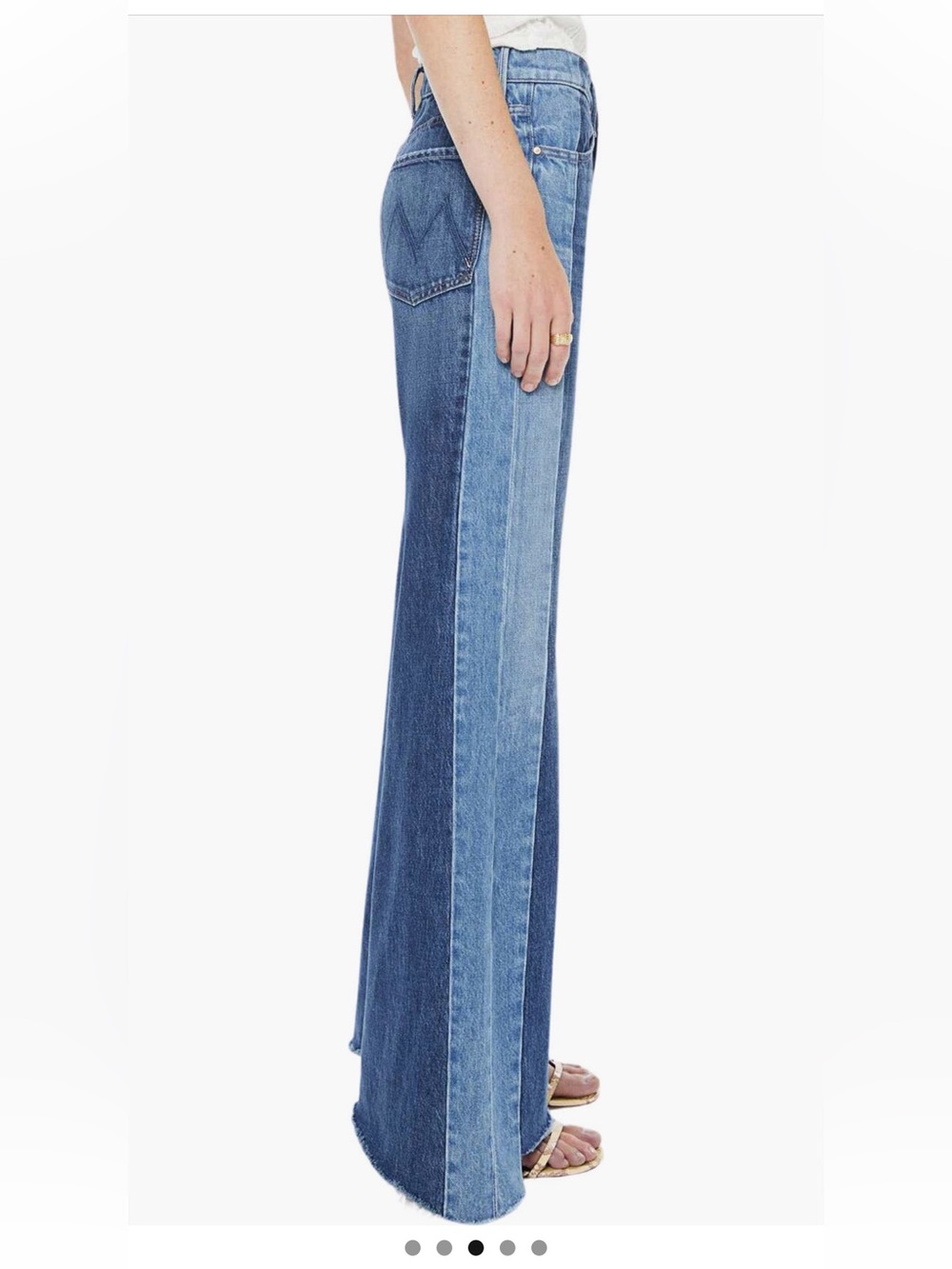 MOTHER Two-Tone Blue Wide-Leg Jeans with Dark Side Panels - Picture 11 of 12